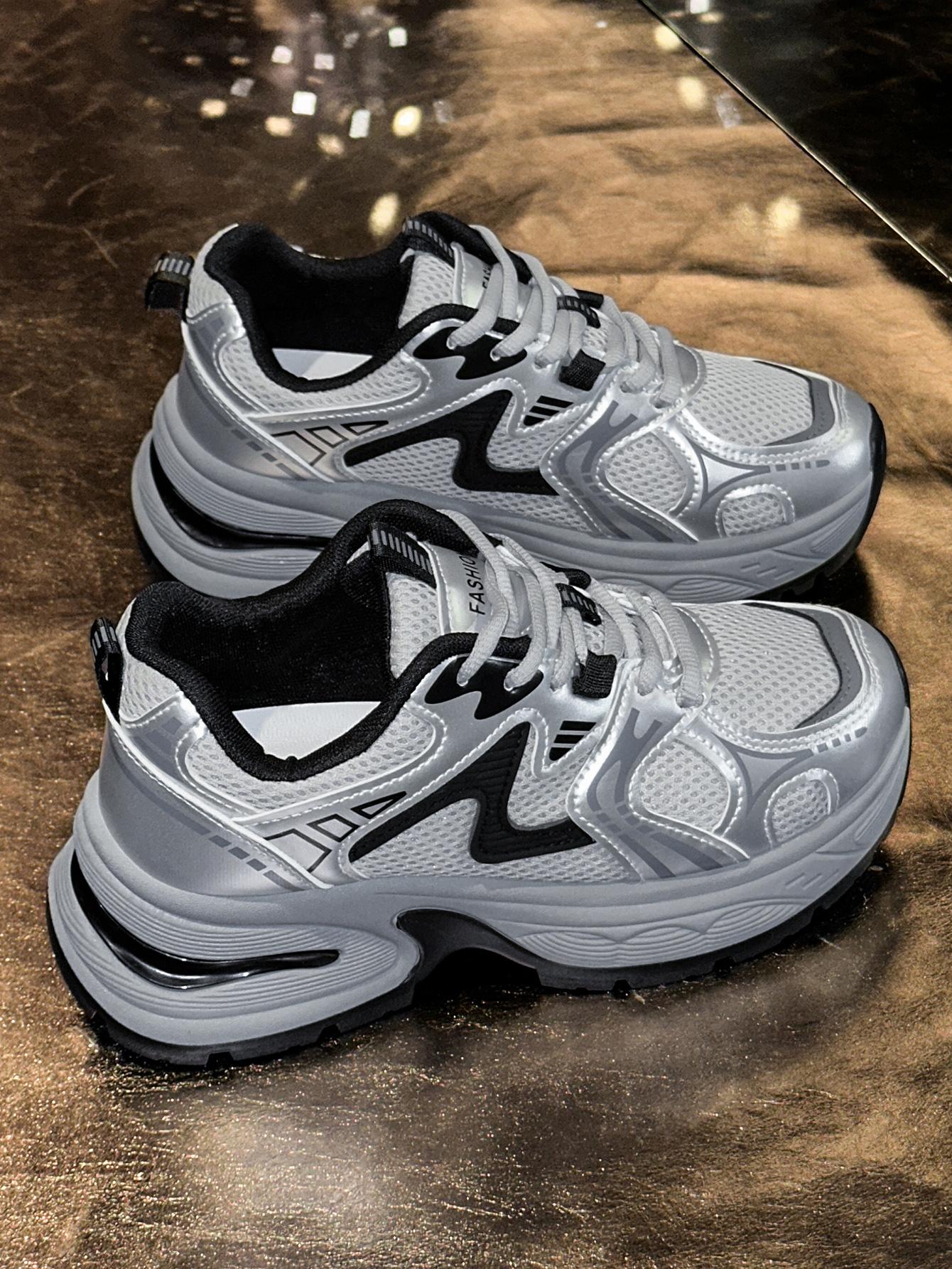 New Women's Chunky Sole Sports Shoes, Casual Dad Sneakers, Thick Soled Sneakers, Lace Up Sneakers, Thick Sole Sneaker, Athletic Shoes, Casual Athletic Trainers, Women's Fashionable Comfortable Breathable Shoes for All Seasons, Sneaker Footwear