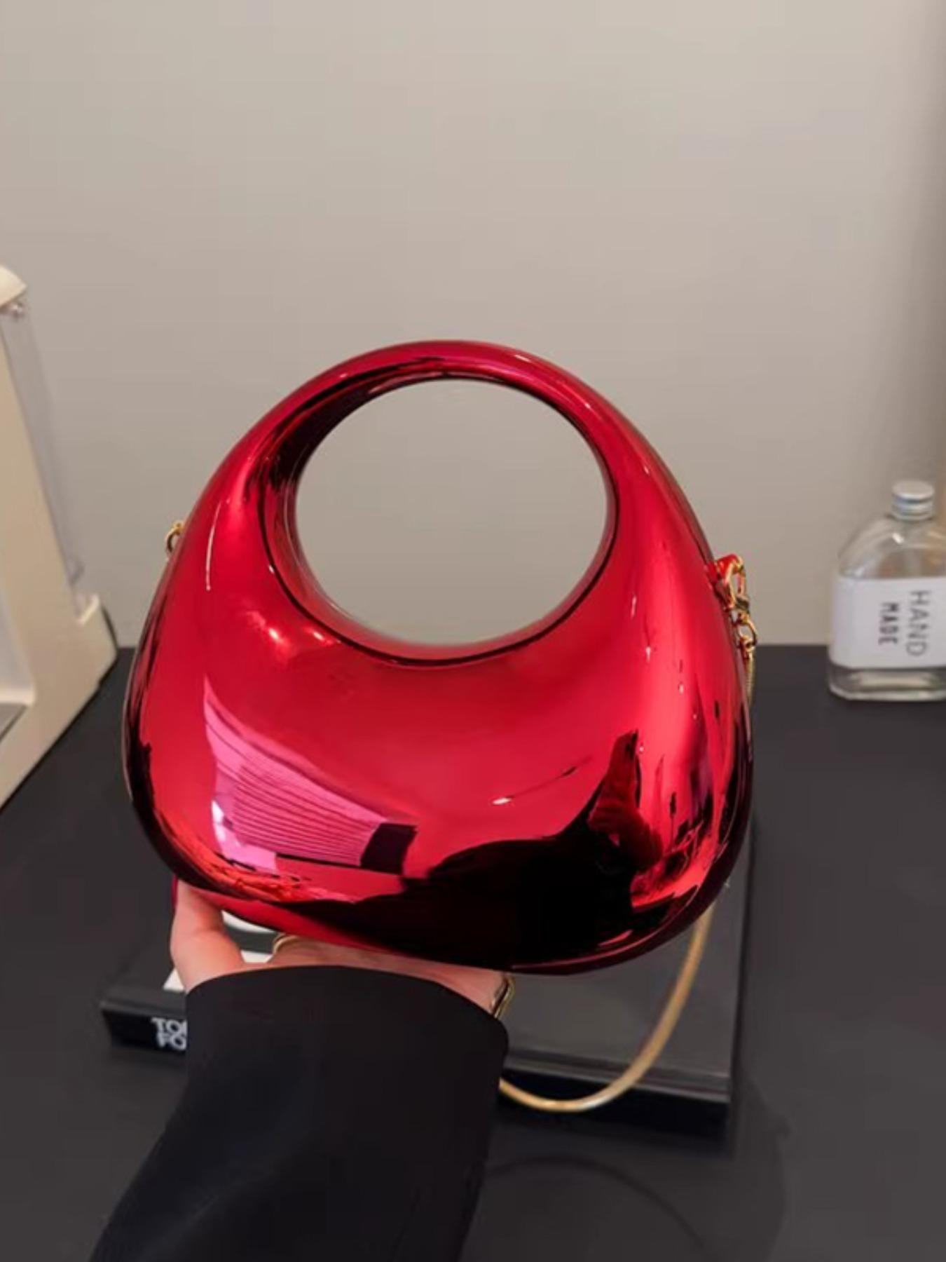 Sweet Cool Mini Acrylic Bag, Design Sensible Small Wallet, Single Shoulder Crossbody Chain Coin Accessory, Candy Color Shell Glossy Moon Box Party Handbag