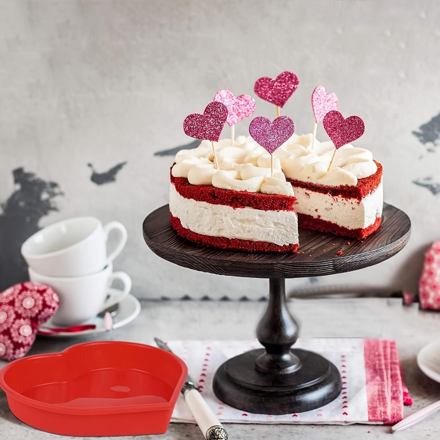 2 Piece Heart Shaped Cake Pans, 7 Inch Silicone Heart Cake Molds, Perfect for Valentine's Day, Small Heart Baking Mold Set