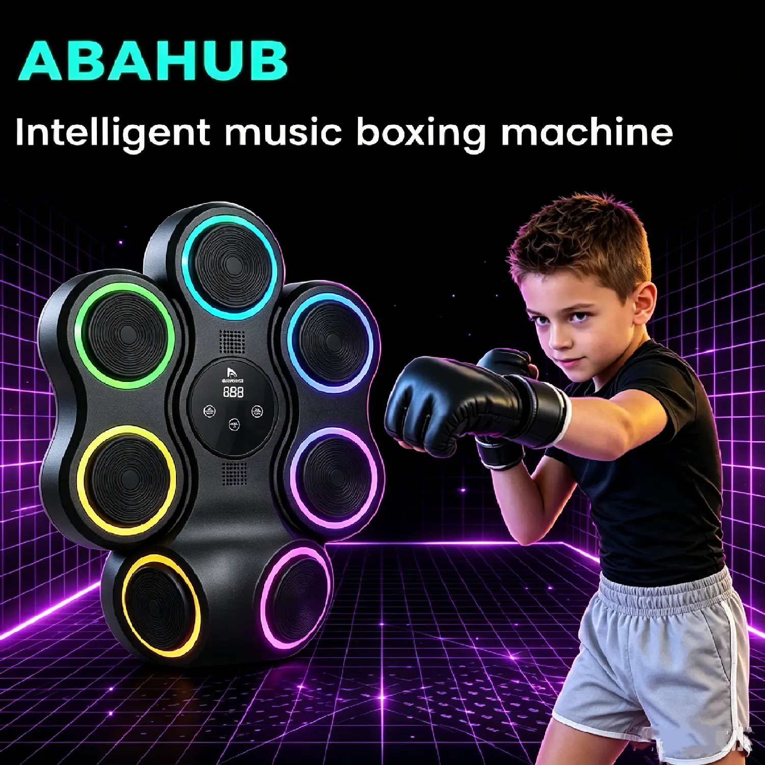 Abahub Music Boxing Machine for Kids, Wall Mounted Punching Toy with Boxing Gloves for Christmas Gift,Boxing Training Sport Toys for Teenagers