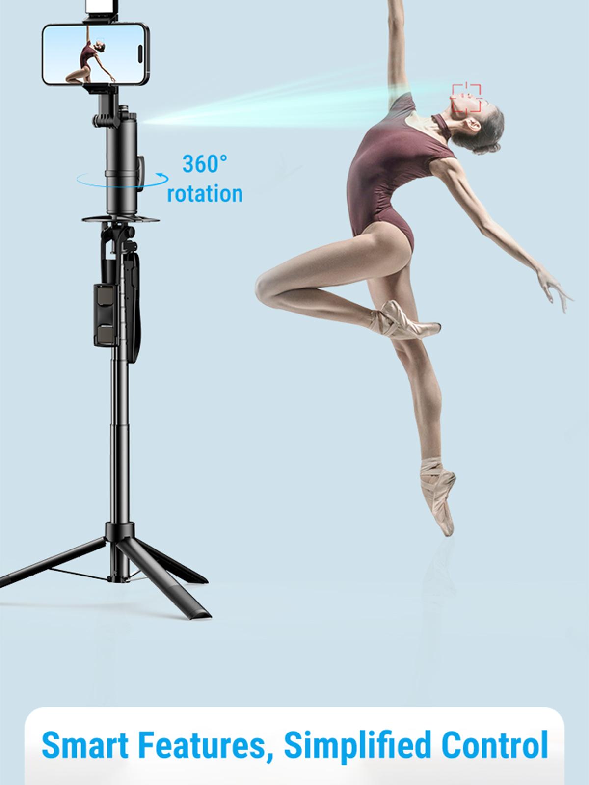 AI Auto Face Tracking Tripod with 63" Selfie Stick Tripod | AI Smart Face Tracking Phone Holder with LED light for TikTok Live & Vlogging | Gesture Control & Remote | No App Needed | Perfect for Contract Creator | Tech Gift for Men & Women AI Auto Face Tracking Tripod with 63" Selfie Stick Tripod | AI Smart Face Tracking Phone Holder with LED light for TikTok Live & Vlogging | Gesture Control & Remote | No App Needed | Perfect for Contract Creator | Tech Gift for Men & Women