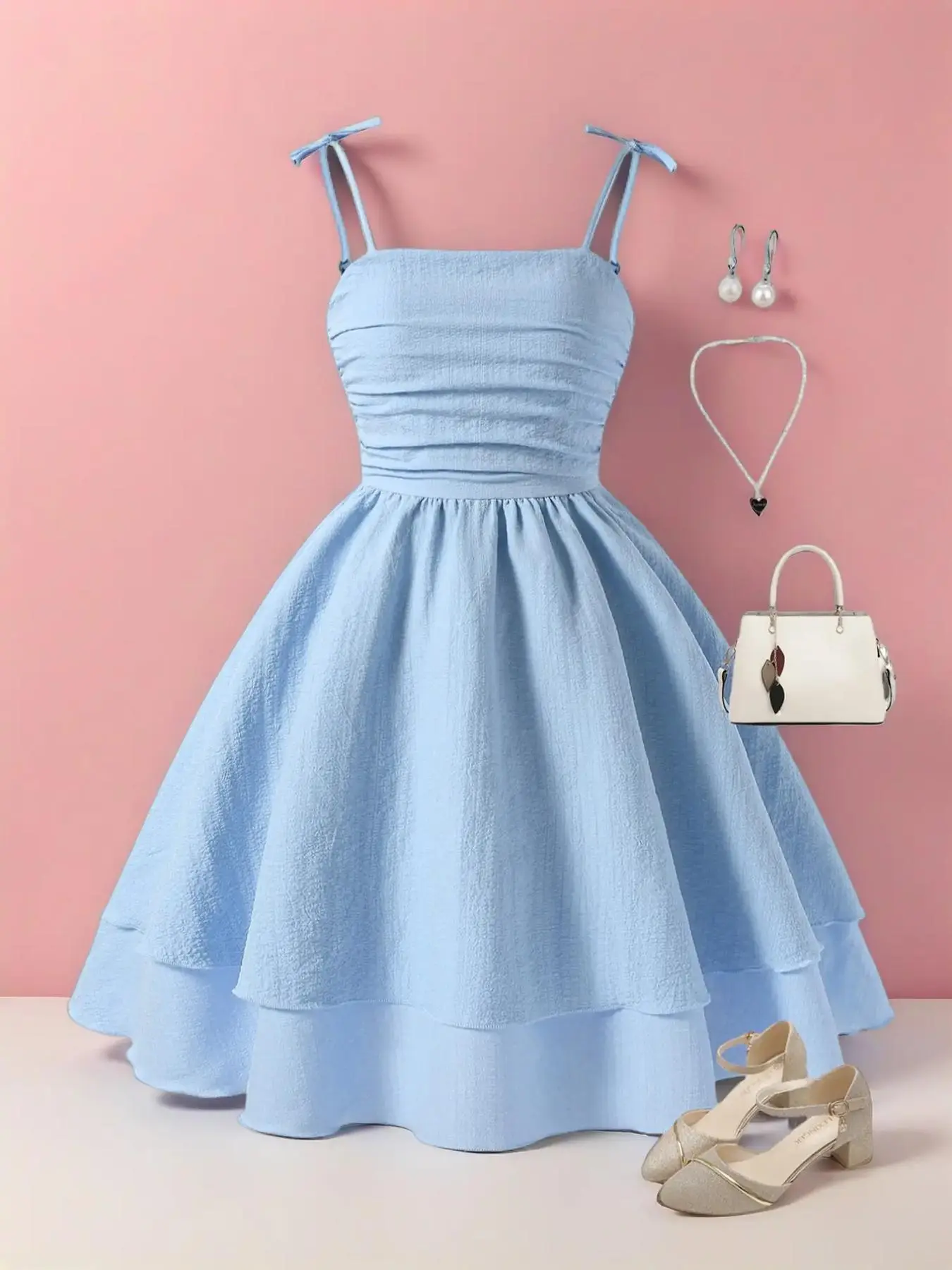 Girl's Plain Ribbed Tank Dress, Solid Color Dress, Cute Sleeveless A Line Dress for Party Holiday Wedding Guest, Kids Summer Clothes, Fitted Sundress