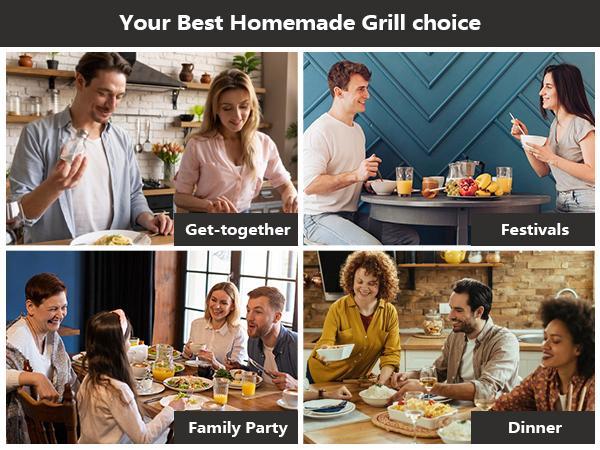 SUSTEAS Smokeless Indoor Electric Grill - 1500W Power with Non-Stick Surface & 3 Raclette Pans. Portable, Dishwasher Safe Griddle for Steak, Hot Dogs & Outdoor Cooking.