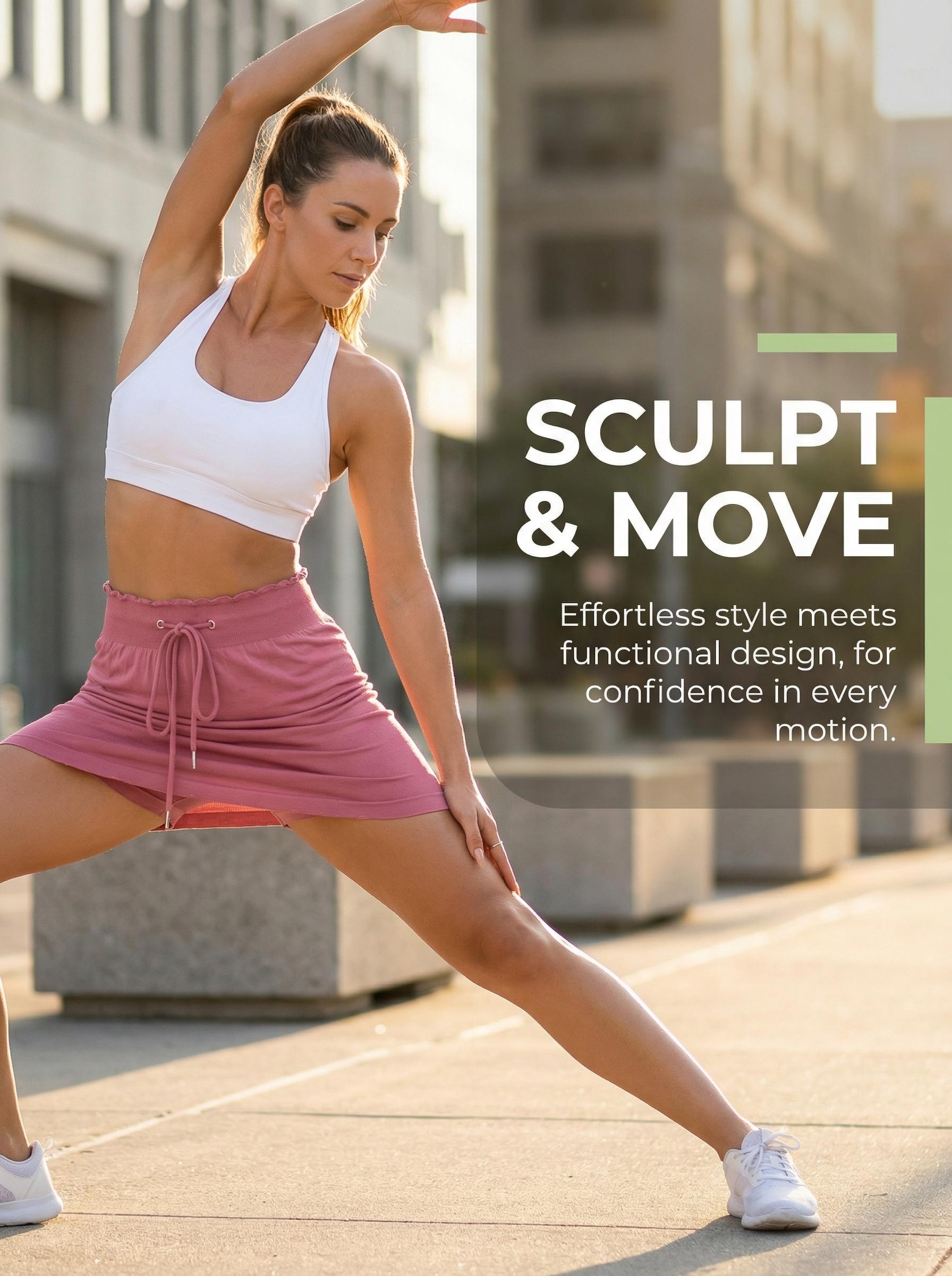 Women's High Waist Drawstring Ruffled Hem Bodycon Skirt (Sizes S-XL) with Safety Shorts – Stretchy Slim Fit Knee-length Skirt – Suitable for Daily, Commute & Date Occasions