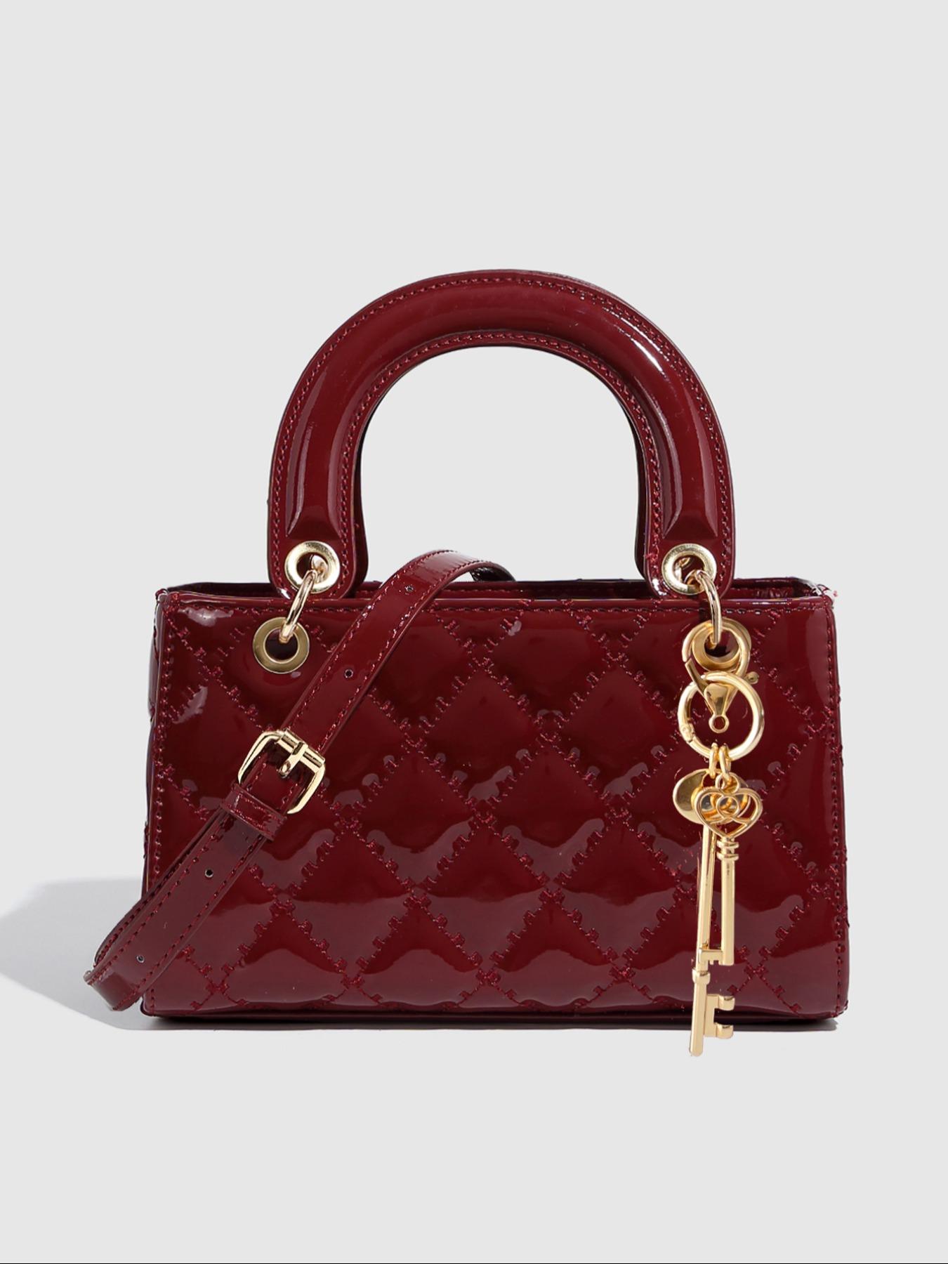 Christmas PU Leather Bag, Elegant Plaid Handbag for Women, Versatile Summer New Painted Leather Crossbody Bag, Fashion Shoulder Clutch, Casual Shoulder Bag