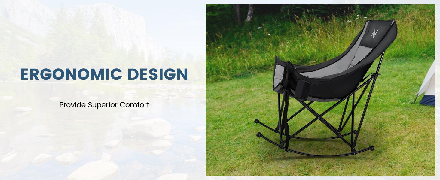 ABORON Rocking Camping Chair,XXL Oversized Folding Fully Padded Outdoor Lawn Chair with Side Pocket,Portable Recliner for Patio, Backyard, Supports 400 lbs ABORON Rocking Camping Chair,XXL Oversized Folding Fully Padded Outdoor Lawn Chair with Side Pocket,Portable Recliner for Patio, Backyard, Supports 400 lbs