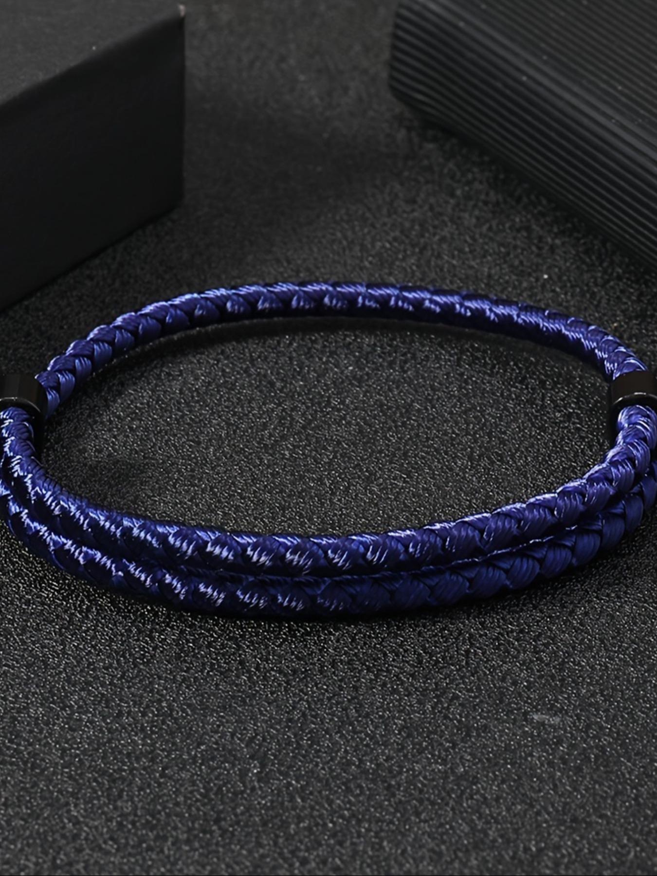Men's Braided Rope Wristband, Minimalist Style, Dual Layer Nylon Rope with Buckle, Ideal Daily Accessory, Perfect Gift for Boyfriend
