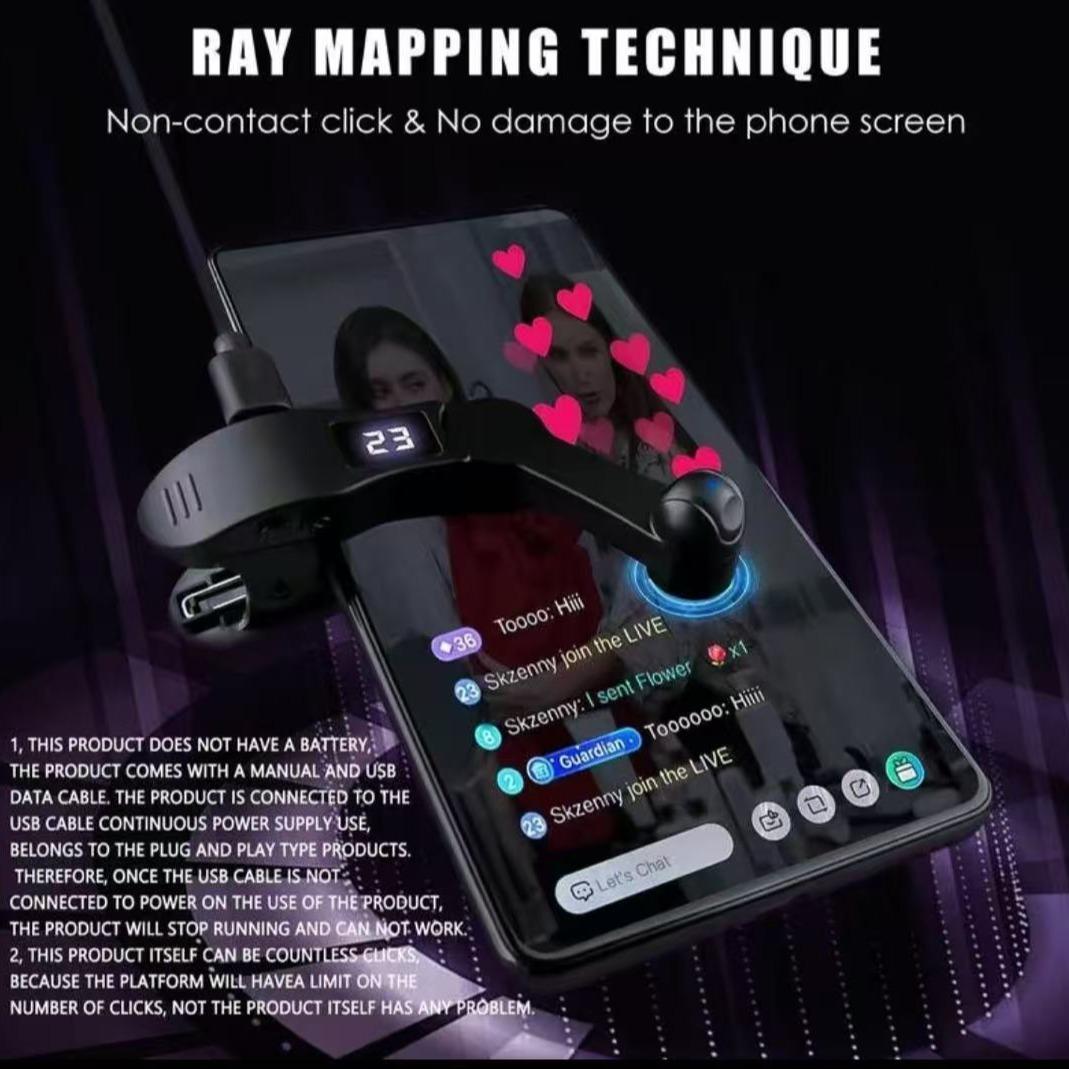 Smart Automatic Screen Clicker Device, USB Powered Finger Simulator, Adjustable Speed Physical Clicker for Gaming, Live Streaming Rewards Tasks