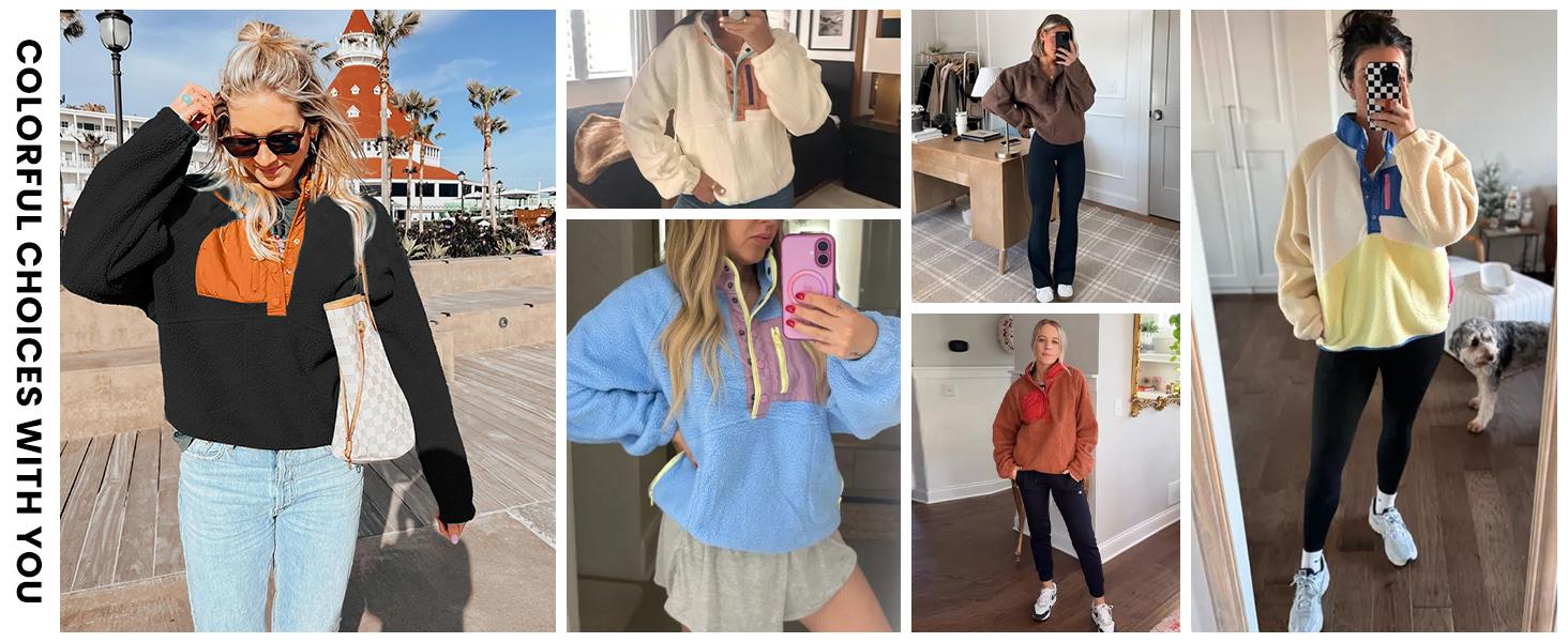 Molitree Women's Fuzzy Fleece Pullover Jacket Cropped Fall Winter Fitted Turtleneck Long Sleeve Green Sherpa Sweatshirt Coat with Pockets Molitree Women's Fuzzy Fleece Pullover Jacket Cropped Fall Winter Fitted Turtleneck Long Sleeve Green Sherpa Sweatshirt Coat with Pockets