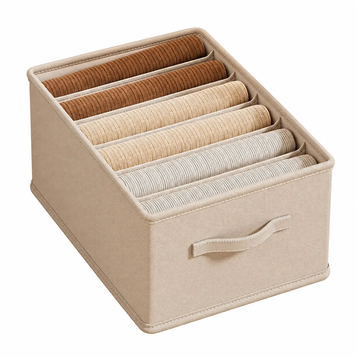 Stackable Fabric Drawer Organizer for Pants, Shirts, and Underwear – Breathable Non-Woven Storage Box with Removable Dividers, Ideal for Closets, Dressers, and Small Spaces – Set of 3