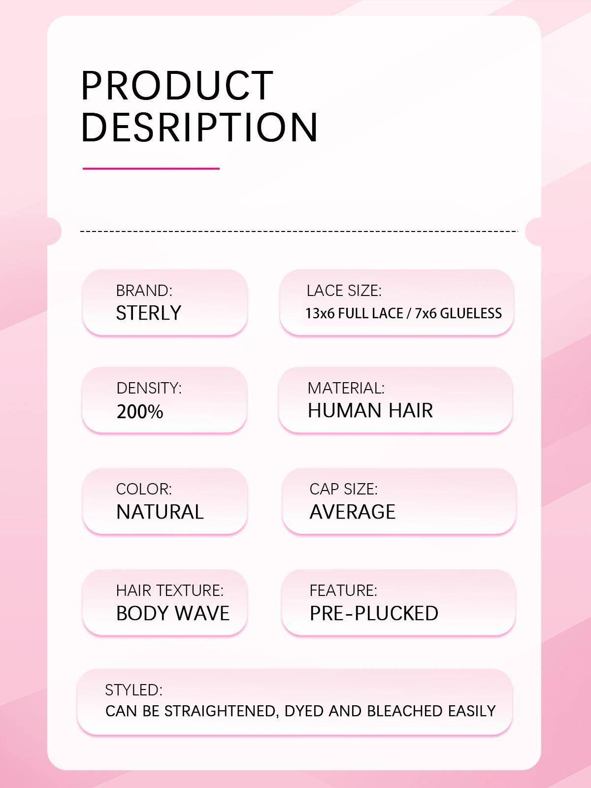 [26 Inch Only $127] STERLY 200% Density 13x6 Full Lace Frontal Body Wave Wig 7x6 Glueless Wigs Ready to Wear Beginner Friendly Wig Pre Plucked Pre Cut Smooth HD Transparent Lace Front Wig