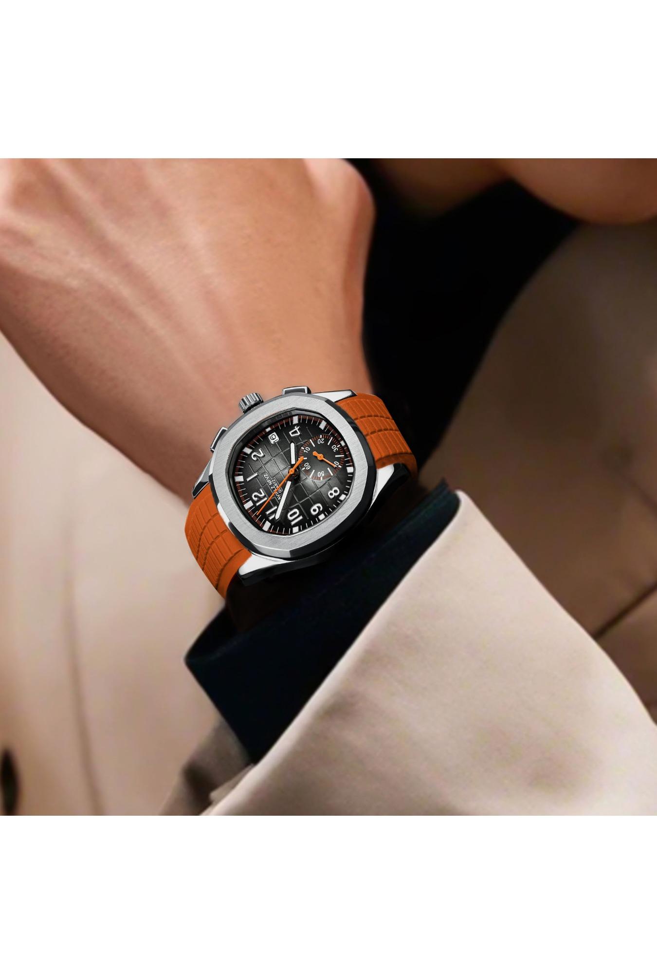 NAVIFLZ NFVZ Sports Watches For Men Orange Top Brand Luxury Rubber Wrist Watch Fashion Chronograph Wristwatch Relogio Masculino