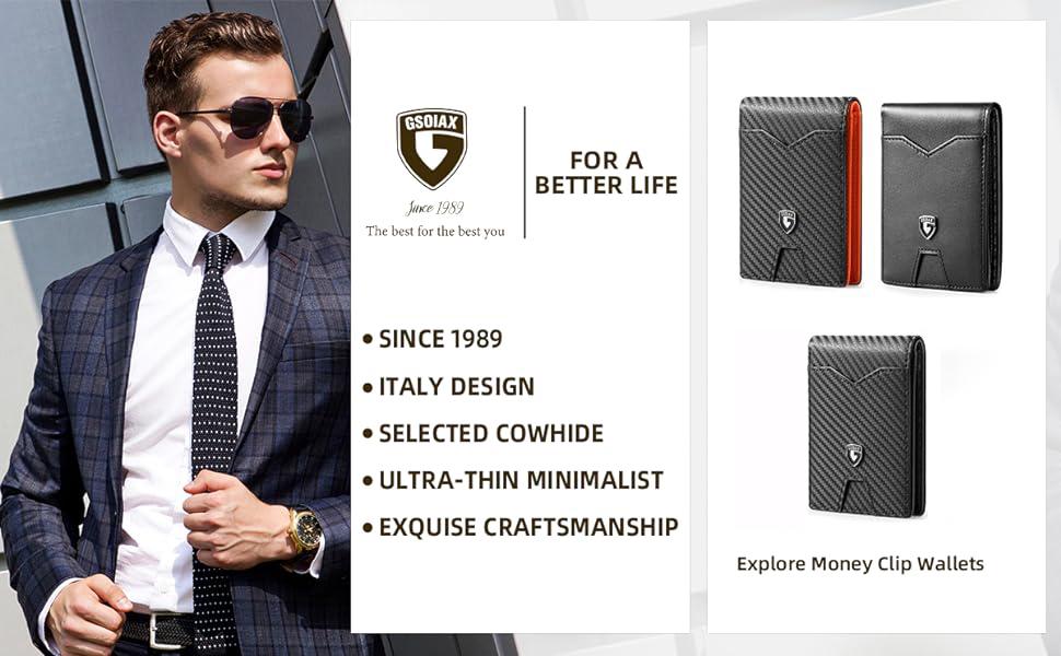 GSOIAX Mens Slim Wallet Rfid Blocking