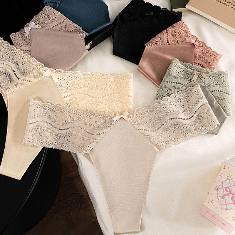 Women's Lace thongs7 Piece Low Rise Panty Set Cotton Women's Underwear Sexy No Show Soft Seamless Bikini Women's Underwear Breathable Casual Daily Use