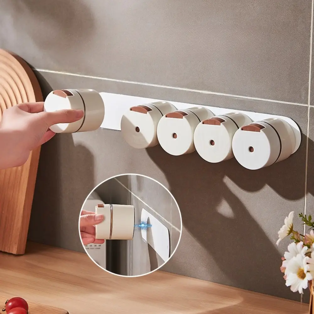 Magnetic Wall‑Mounted Quantitative Spice Jars 6‑Pack Set Press‑Type Measuring Salt Shaker No‑Drill Wall Hanging Seasoning Containers with Adhesive Iron Strip for Kitchen Counter Organization