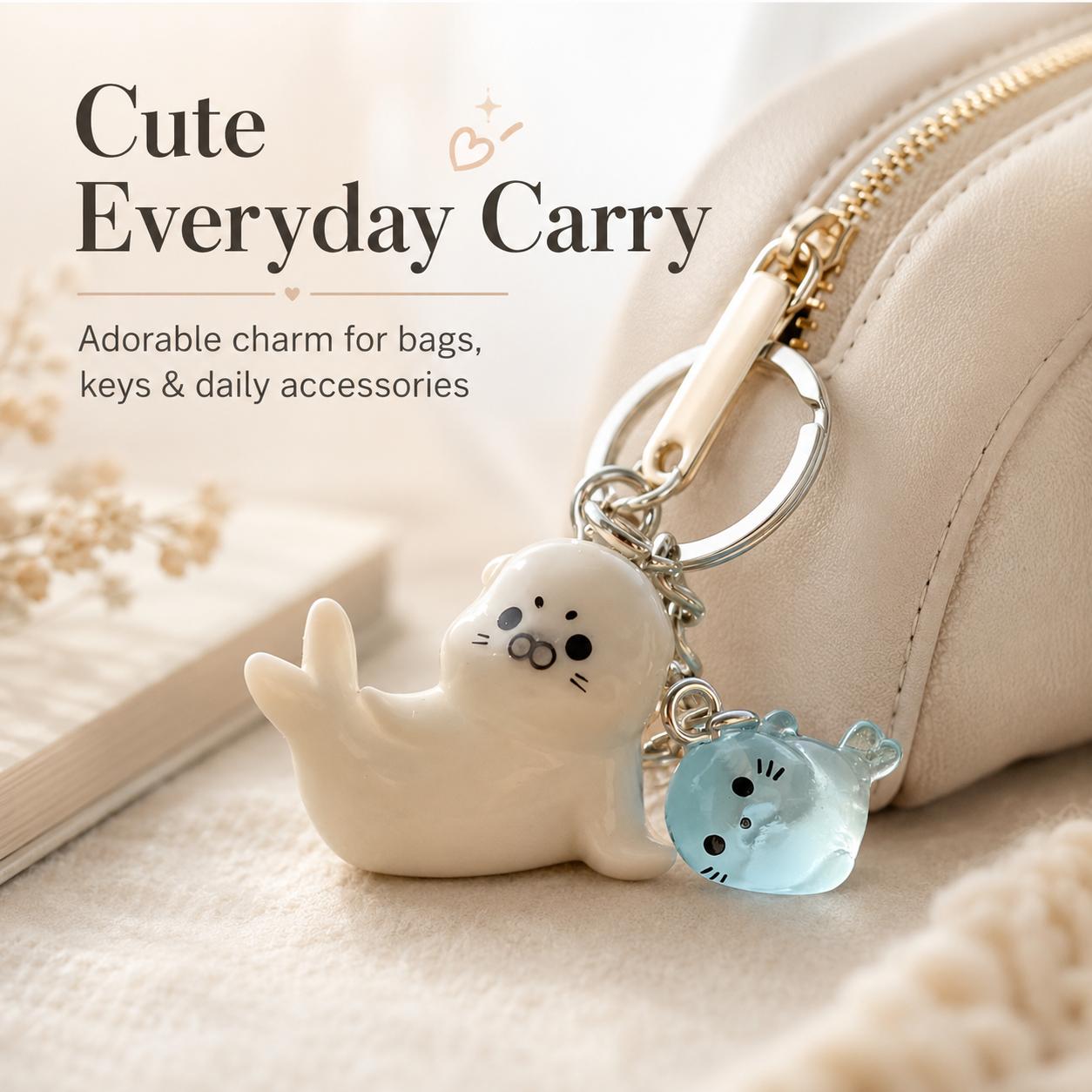 Random Cartoon 3D Glow-In-The-Dark Seal Keychain Set, Keychain Collectibles, Keychain Kawaii, Cute Decorative Pendant, Perfect Holiday Gift for Men and Women, Cute Keychains-YY0