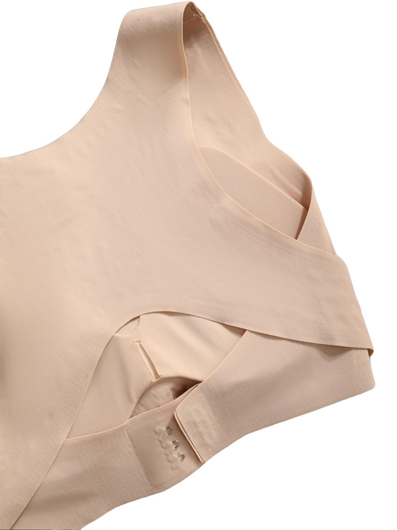 Women's Wireless Posture-Correcting Bra, Adjustable Waist Support, Medium Support, Full Coverage, Casual Plain Design, All Seasons Wear