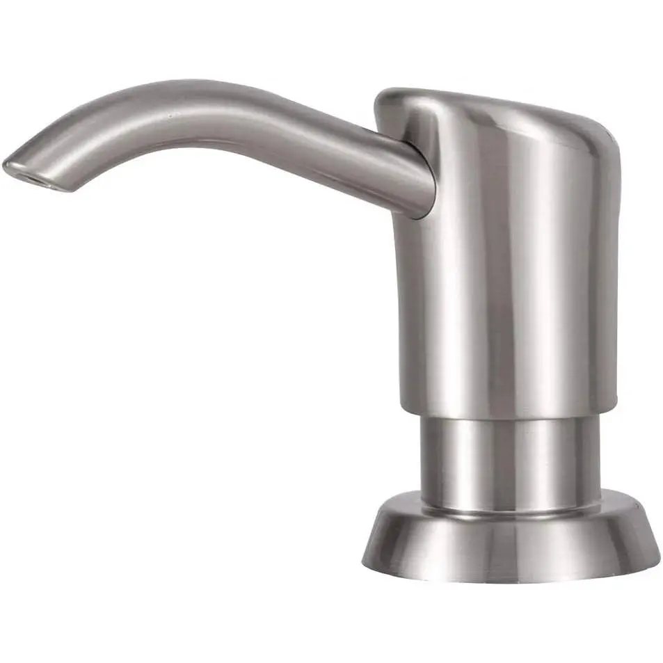 Brushed Nickel Kitchen Sink Soap Dispenser, 17oz Top-Refill Bottle, No-Leak ABS Pump, 360° Swivel, DIY Installation, Fits 1–1.5" Sink Holes, for Dish Soap Use