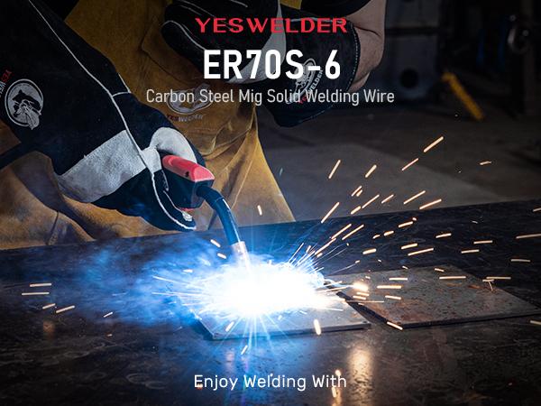 YESWELDER ER70S-6 Mild Carbon Steel MIG Welding Wire | 2LB Spool .023"/.030"/.035" Diameter Solid Gas MIG Wire YESWELDER ER70S-6 Mild Carbon Steel MIG Welding Wire | 2LB Spool .023"/.030"/.035" Diameter Solid Gas MIG Wire