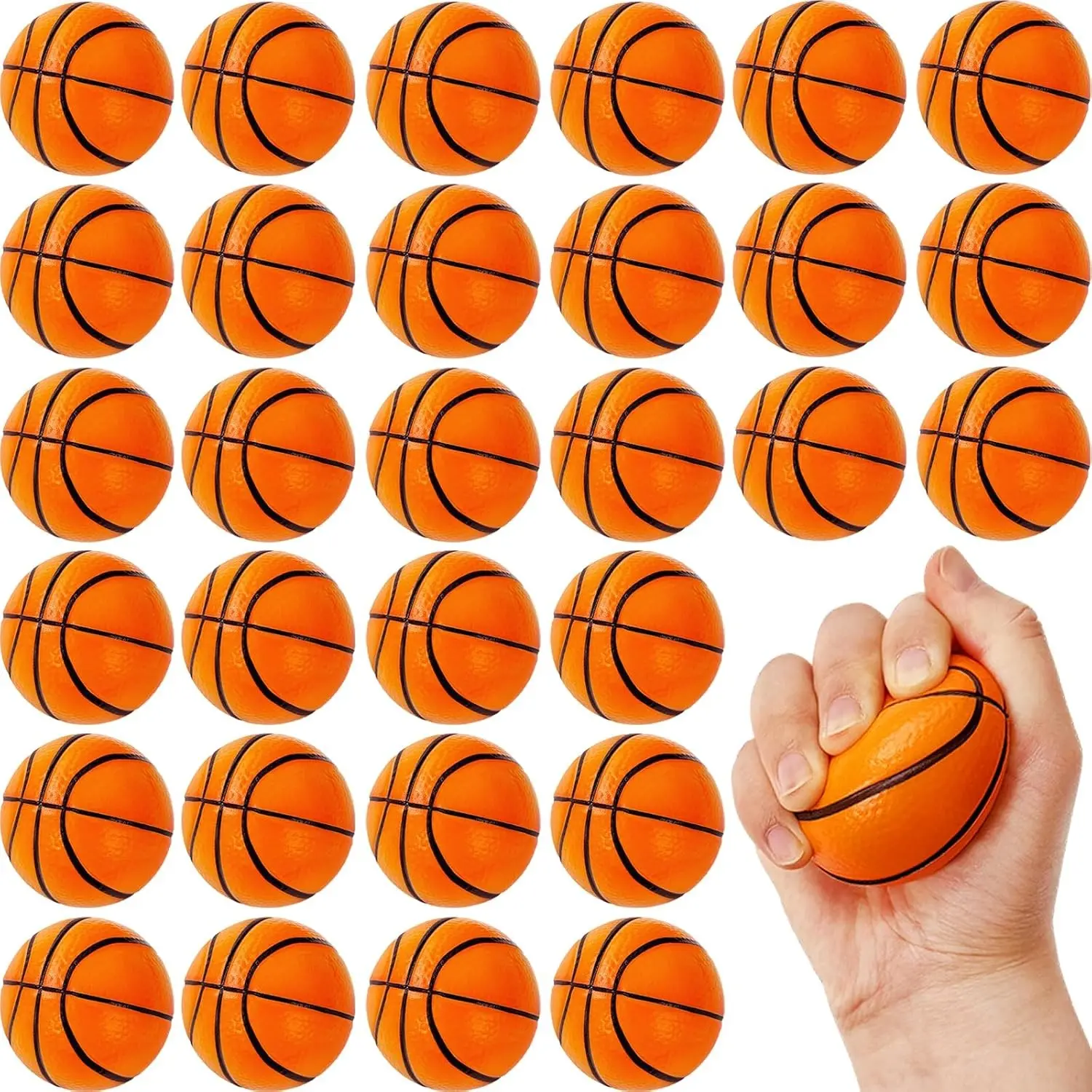 30 Pack 2.5 Inch Basketball Stress Ball,Mini Soft Foam Basketballs,Squeeze Sports Balls for Sport Theme Party Favor Kids Decoration Stress Relief