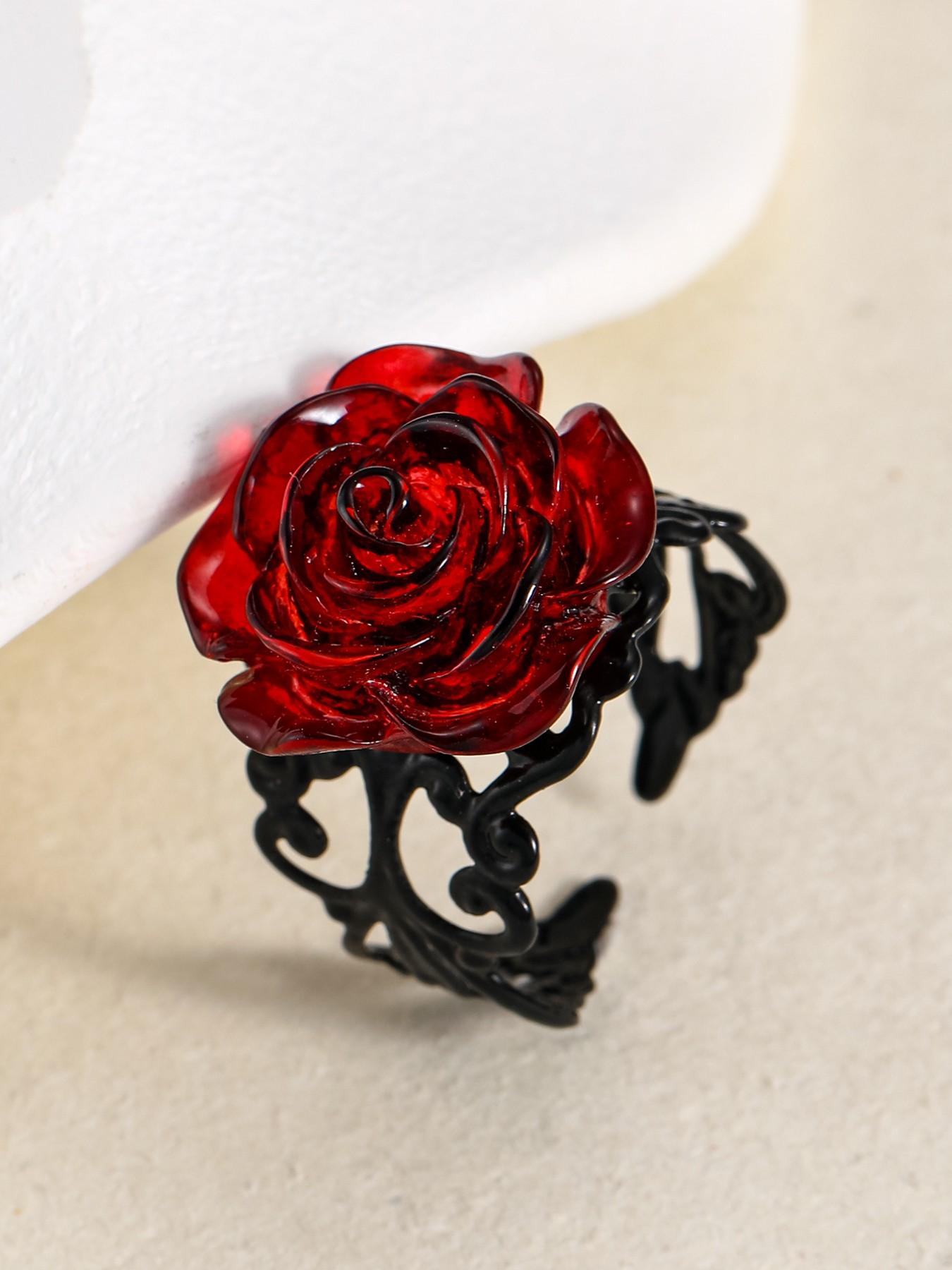 Gothic Rose Witchcraft Pagan Style Alloy Adjustable Women's Ring, Unique Gothic Jewelry for Women, Perfect Gift for Occult Lovers
