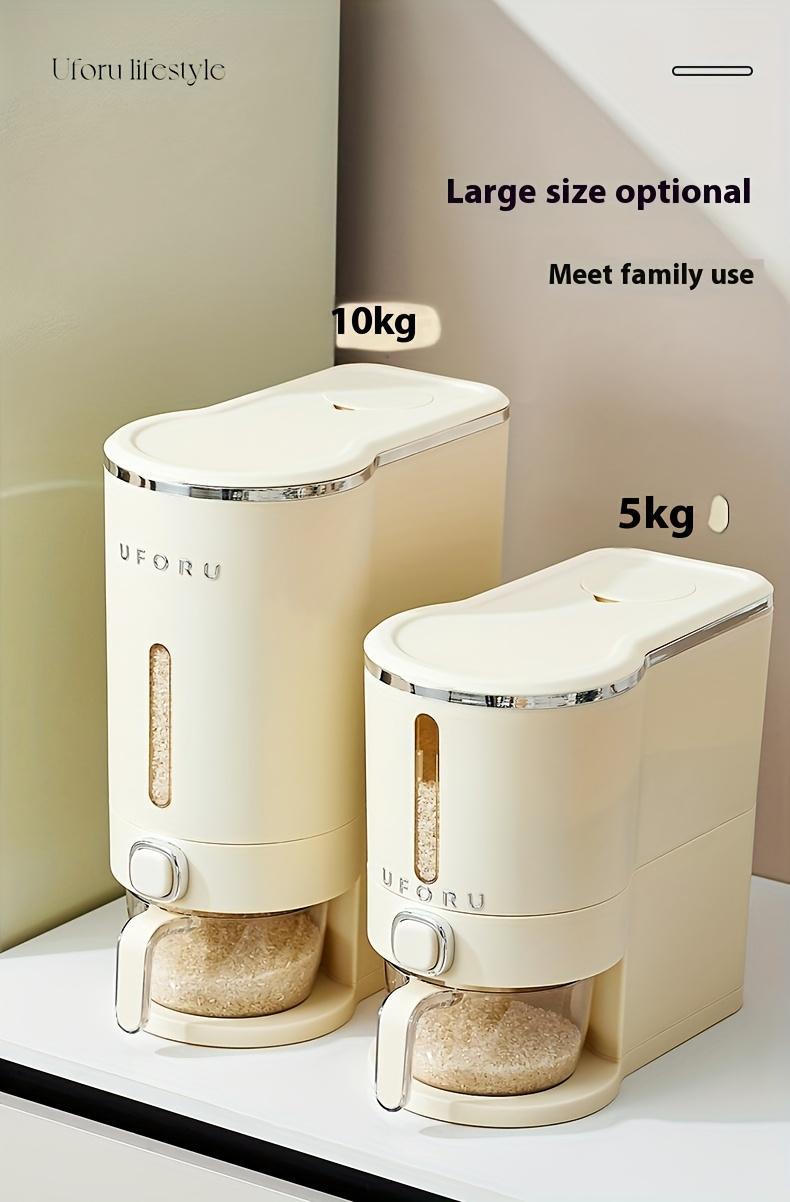 UFORU insect-proof airtight Rice Dispenser with Measuring Cups - Moisture-Resistant Plastic,  Utensils Smooth,High Capacity,Grain Storage Container for Soybeans, Corn & Cereals,cat food,dog food,suitable for kitchen,Innovative Design