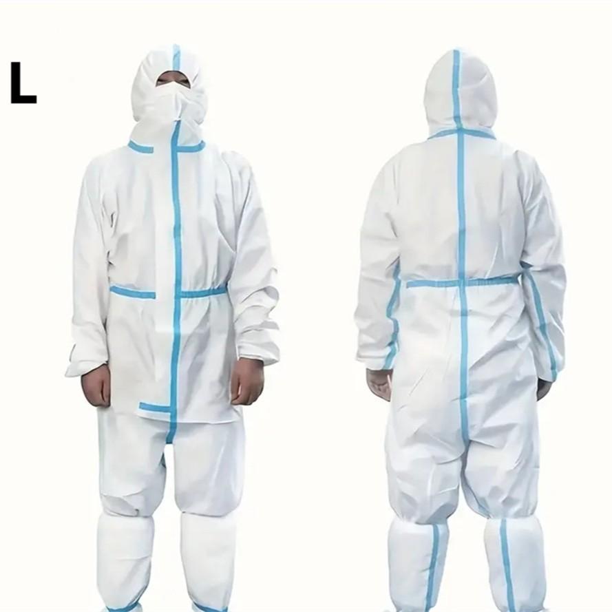 Disposable Protective Suit with Hat, Elastic Cuffs, Waterproof Anti-Tear Waist and Ankle, 65g/m² Polypropylene, Ideal for Painting, Cleaning, Industrial Tasks