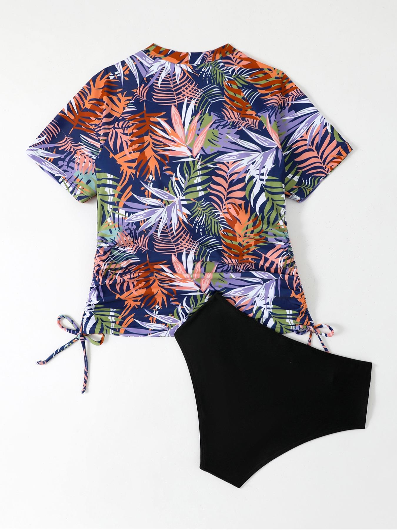 Women's Conservative Two-Piece Short Sleeve Swimsuit, Stylish Swimwear for Women, Modest Swimming Wear, Perfect for Beach & Pool Use