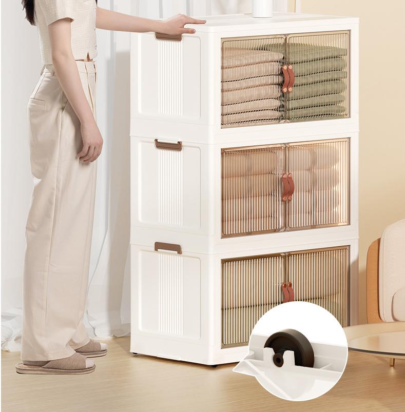 NLDD Stackable Storage Bins with Lid, Foldable Multifunctional Organizer, Folding Storage Box with Doors, Plastic Collapsible Storage Containers Open Front, Used in Living Room,Bedroom,Bathroom NLDD Stackable Storage Bins with Lid, Foldable Multifunctional Organizer, Folding Storage Box with Doors, Plastic Collapsible Storage Containers Open Front, Used in Living Room,Bedroom,Bathroom