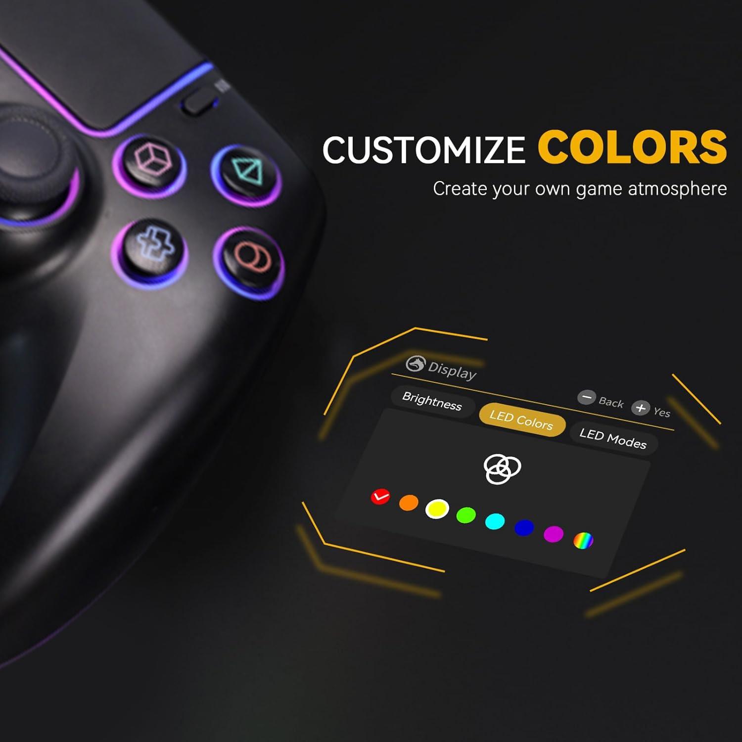 Wireless Controller for PS5/PC/Mac/Steam/Phone RGB Hall Effect Sticks No Drift Turbo 6 Axis Gyro Dual Vibration Macro Back Buttons Touchpad Bluetooth 5.0 Compatible with PlayStation 5 & PC  Accessories