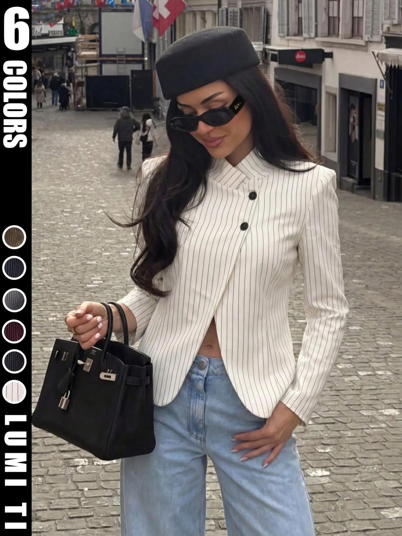 Women's Spring/Summer Striped Casual Blazer – Vintage Elegance with a Sophisticated, Empowered Professional Vibe (Unlined)