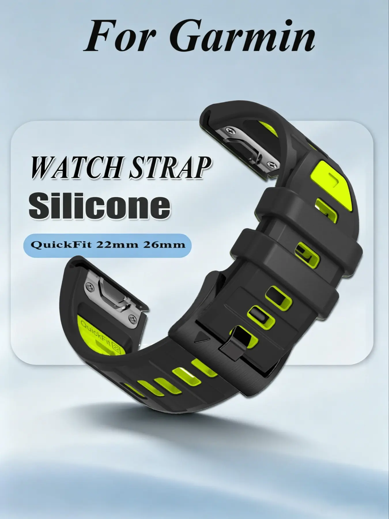 Sports Dual Color Silicone Strap Quickfit 22mm 26mm For Garmin Fenix E 8 7 7X Pro 6X 6 Pro 5 5X Plus Strap For Garmin Instinct 3/E (45mm) Instinct3 (50mm) Instinct2/2X Crossover Adjustable Replacement Strap For Garmin Quatix3/5/6/7/7Pro/7X Coros Vertix2 S