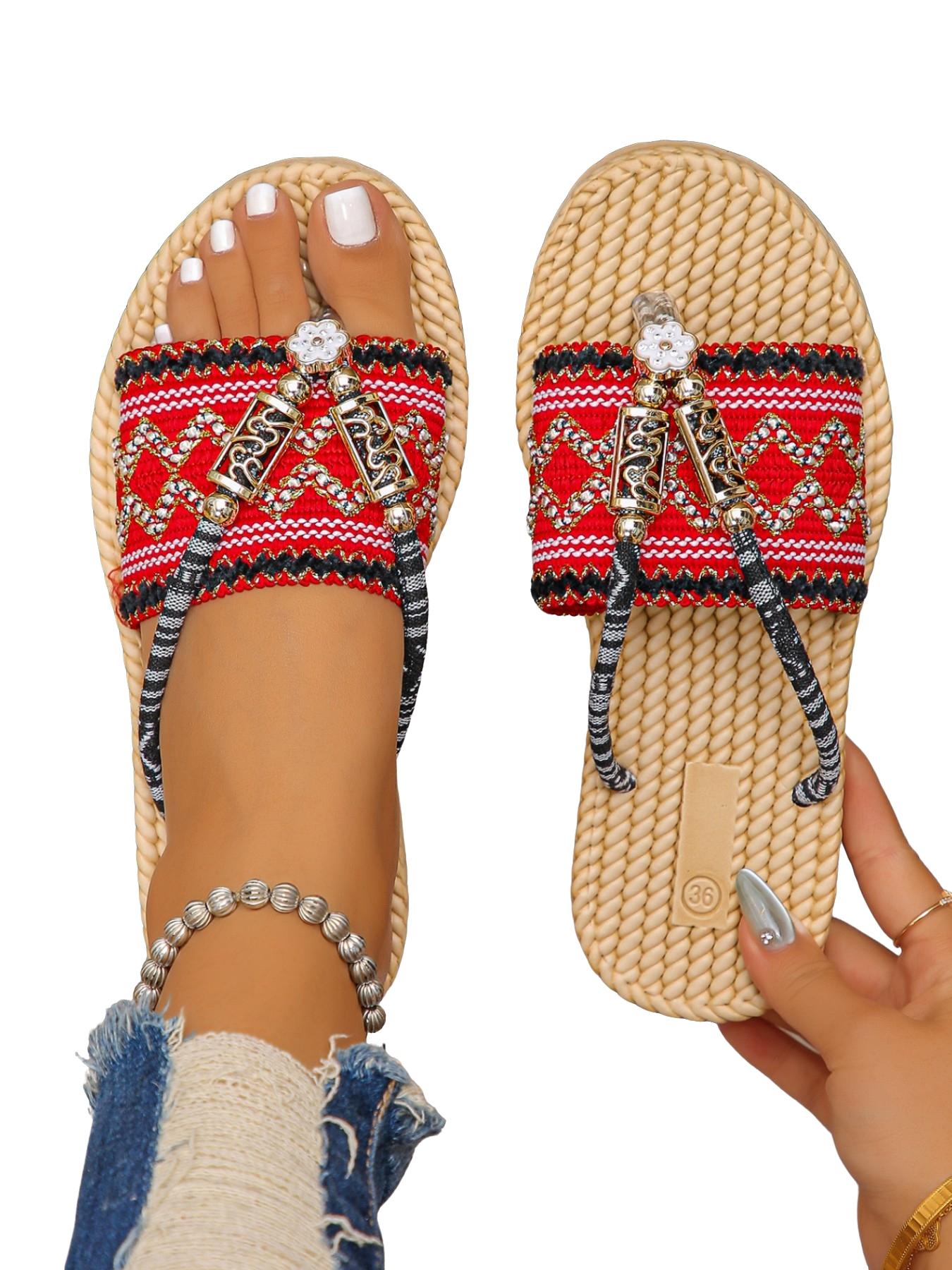 Women's Fashion Beach Sandals, Lightweight Strap Flip Flops, Comfortable Flat Shoes for Outdoor Vacation, Daily Wear Walking Shoes