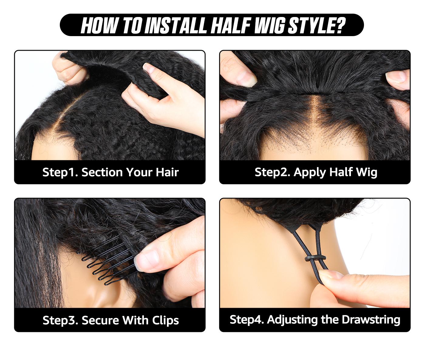 [FLASH SALE] OQ HAIR Burmese Curly Wear Go Half Wig Seamless Water Wave Flip Over Wig 3 IN 1 Wear Go Glueless Human Hair Wigs With Drawstring Invisible Hairline for Beginner Friendly Vacation Hair Wigs dealsforyoudays