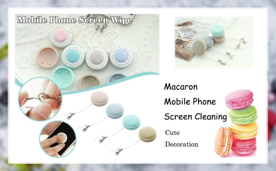 4-Pack Macaron Screen Cleaner Keychain - Reusable Microfiber Wipe for Phone, Glasses, Camera Lens