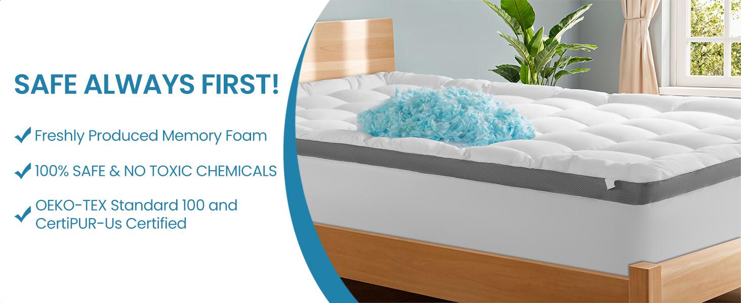 Sonoro Kate Cooling Mattress Protector - Gel Memory Foam Topper, Pain Relief & Breathable Bamboo Cover, Fits 8-21" Deep Pocket