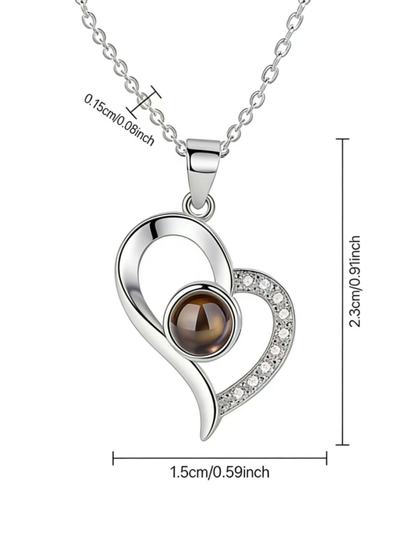 100 Languages Projection Necklace, Rose Flower Bear Birthday Gift Box, Blessing Message Card, Perfect Present for Special Occasions