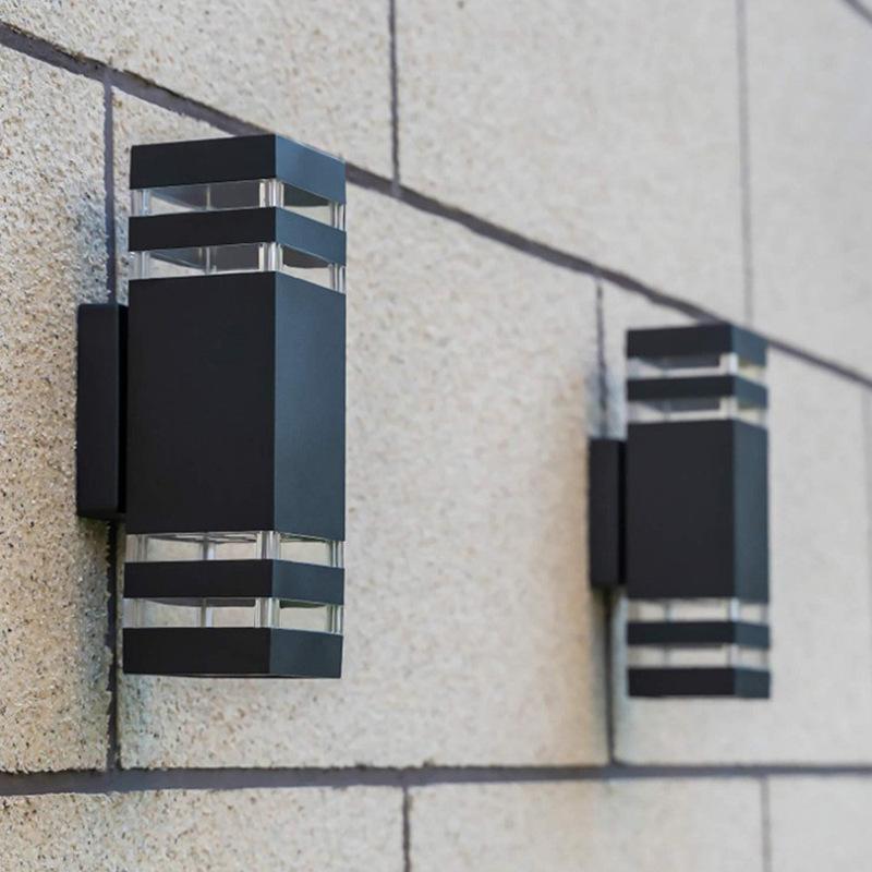 Outdoor Double-Head Wall Light with Plastic Shell, Up and Down Lighting, E27 Outdoor Waterproof Wall-Mounted Garden Lamp, Yard Lighting