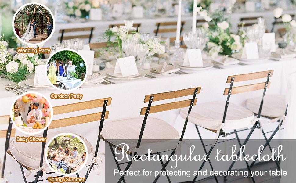 REWOMC 6/10 Pack Polyester Tablecloth for Rectangle and Round Tables,Wrinkle Free Stain Resistant Washable Table Cover,Reusable Fabric Tablecloth for Home Dining,Wedding Decor,Party Setup,Banquet Events,Restaurant,Indoor and Outdoor Patio Table Decor