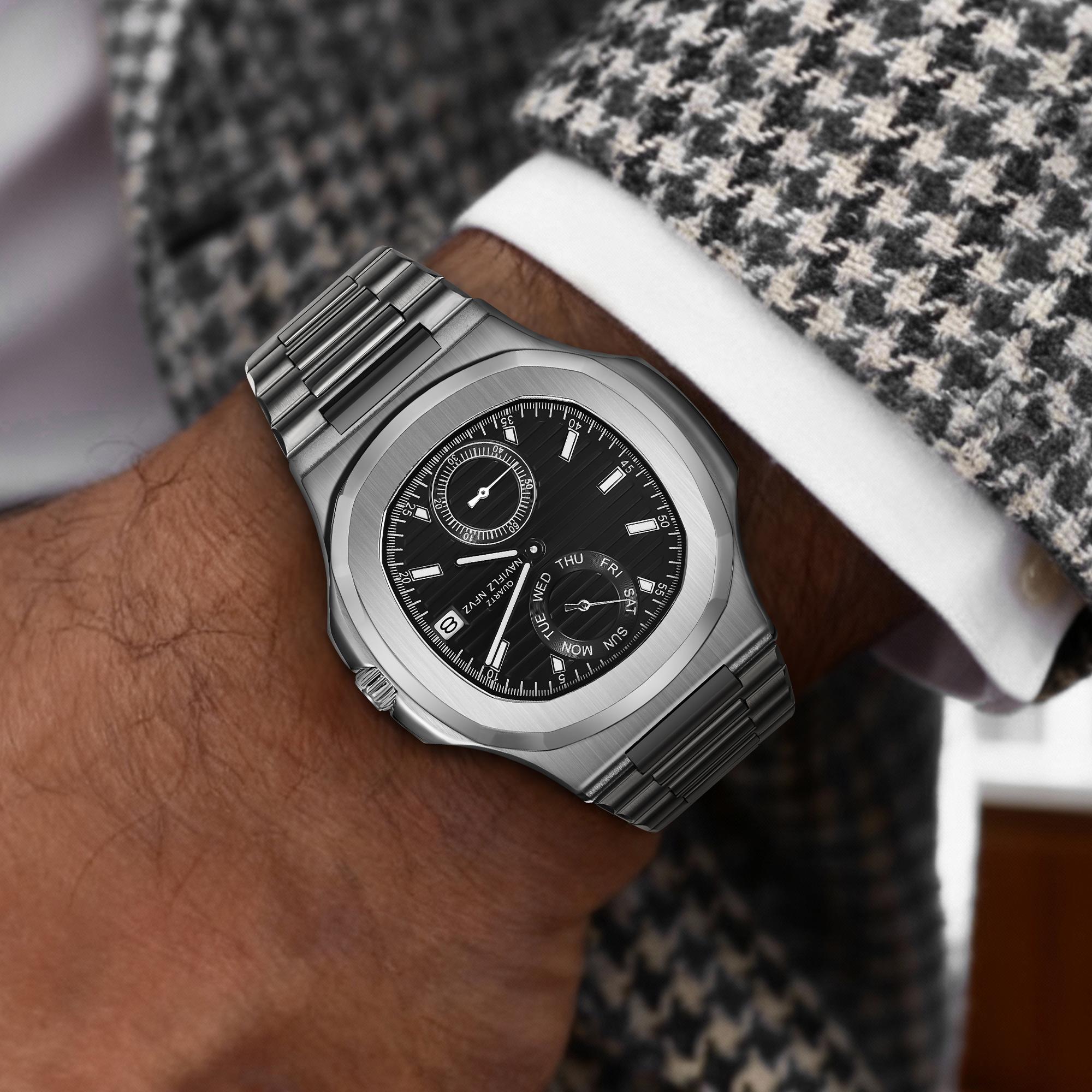 NAVIFLZ NFVZ  Luxury Men Wristwatch Business Waterproof Luminous Date Man Watch Stainless Steel Men's Quartz Watches Relogio Masculino