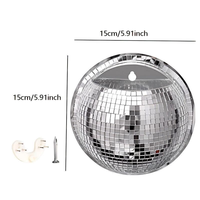 Wall-Mounted Disco Vase, Mirror Creative Hydroponic Pot, Wall-Hanging Decorative Planter, Flashing Mirror Refraction, Ideal for Bedroom, Balcony, Living Room, Entryway