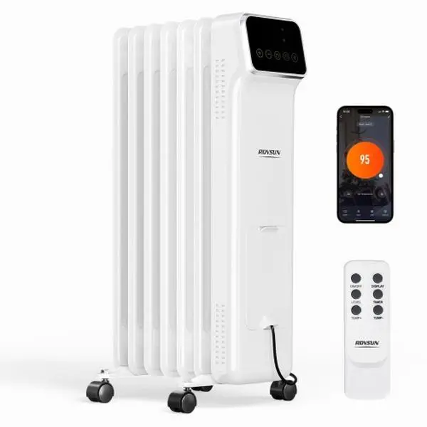 1500W WiFi Smart Oil-Filled Radiator Heater, Home Appliances Portable Electric Space Heater with Adjustable Heating Thermostat, Overheat & Tip-Over Protection, 24H Timer for Indoor Bedroom Office