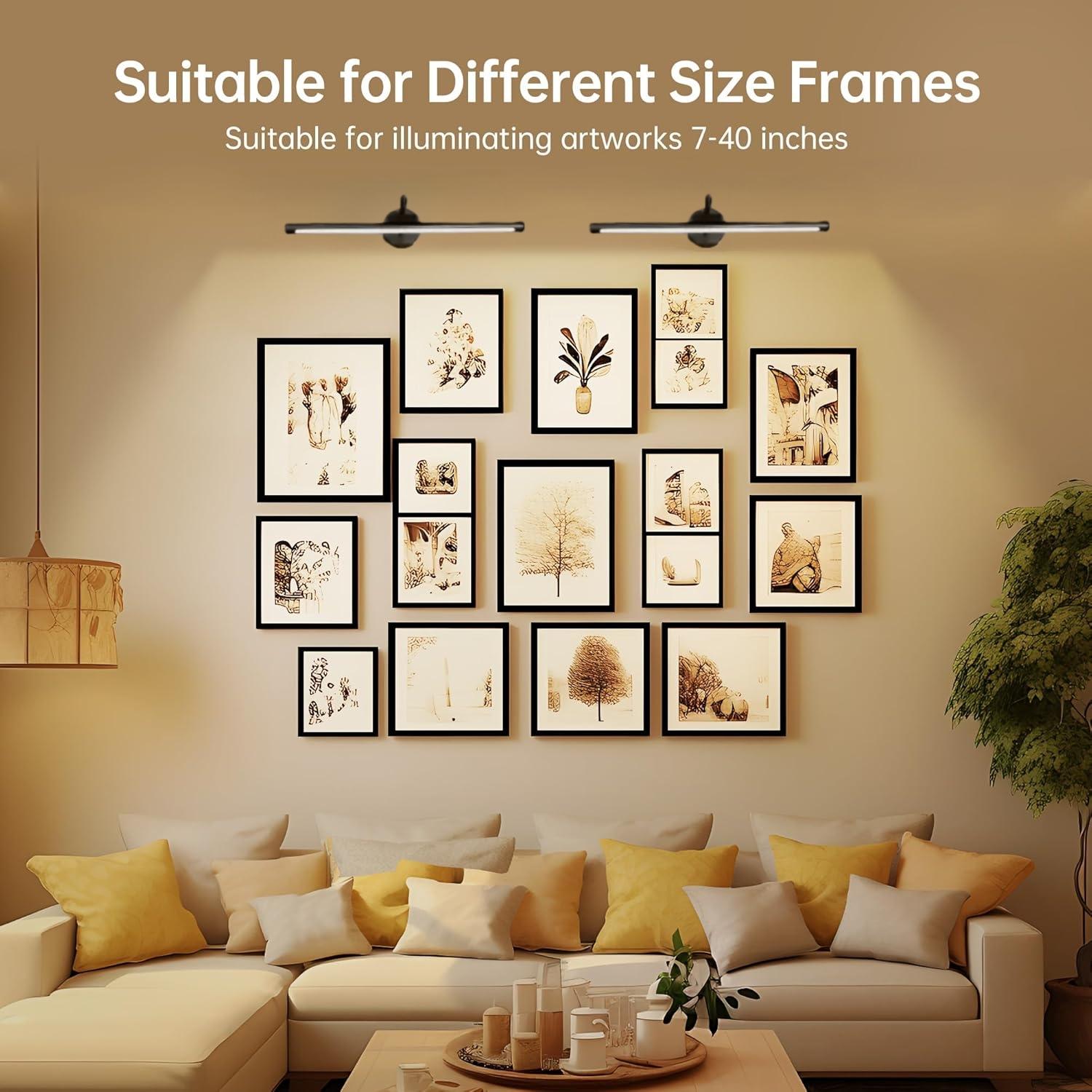 1pc Adjustable Dimmable Picture Light with Remote Control and Timer, Gold, USB Rechargeable Wall Light for Gallery Art, Paintings, Portraits, Dimmable Wall Lamp