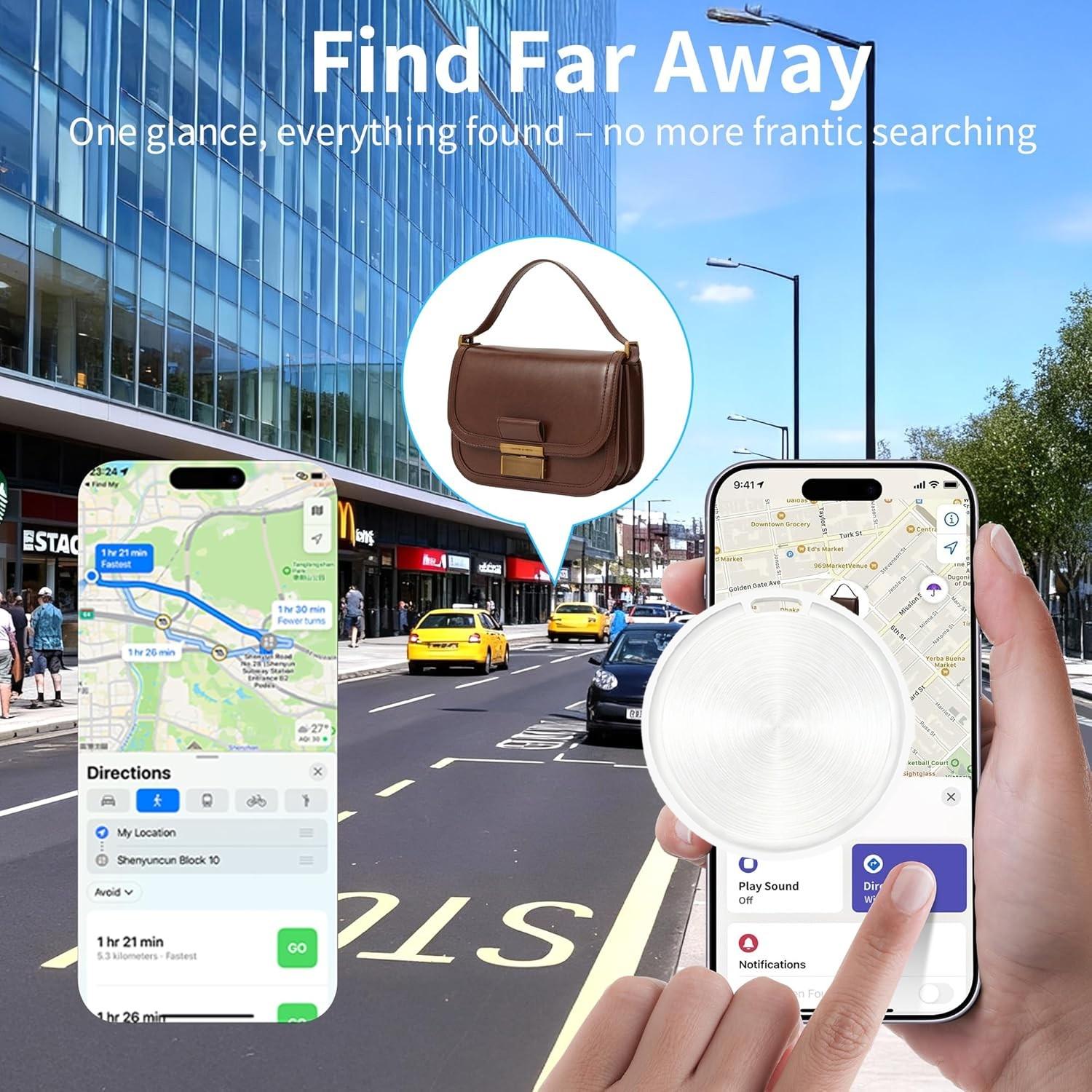Smart Key Luggage Tracker Compatible with iOS and Android, Mini Electronic Tracking Device for Keys and Bags, Button Cell Battery