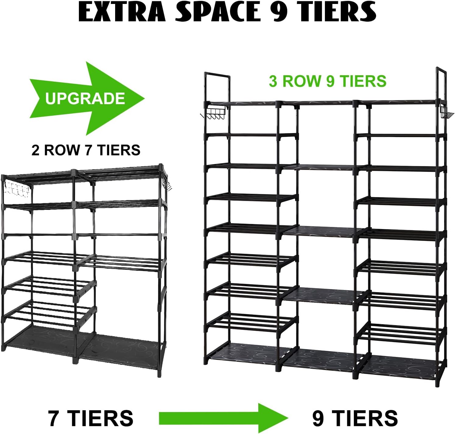 9-Tier Metal Shoe Rack Organizer for 50-55 Pairs,Stackable,Space Saving Shoe Storage Shelf for Entryway, Closet, Bedroom,New Year Gifts Waterproof Accessory 9-Tier Metal Shoe Rack Organizer for 50-55 Pairs,Stackable,Space Saving Shoe Storage Shelf for Entryway, Closet, Bedroom,New Year Gifts Waterproof Accessory