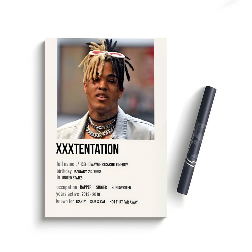 XXX-Tentacion Rock Rapper Music Albums Cover Skins Poster Self-Adhesive Waterproof Art Sticker, Aesthetic Minimalist Wall Poster for Coffee Shop, Bar & Home Room Decor