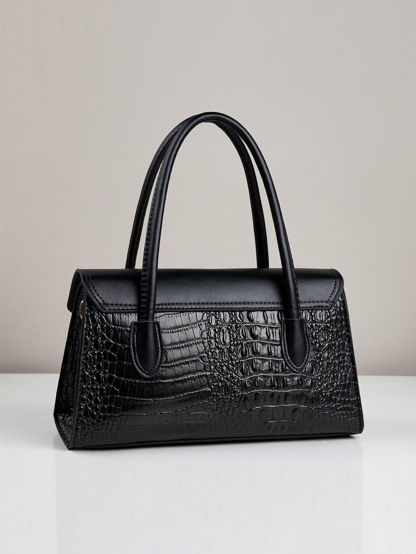 2pcs Women's Glossy Patent Leather Handbag & Clutch Set, Crocodile Pattern, Detachable Strap, Shoulder Crossbody Bag for Work, Travel & Party