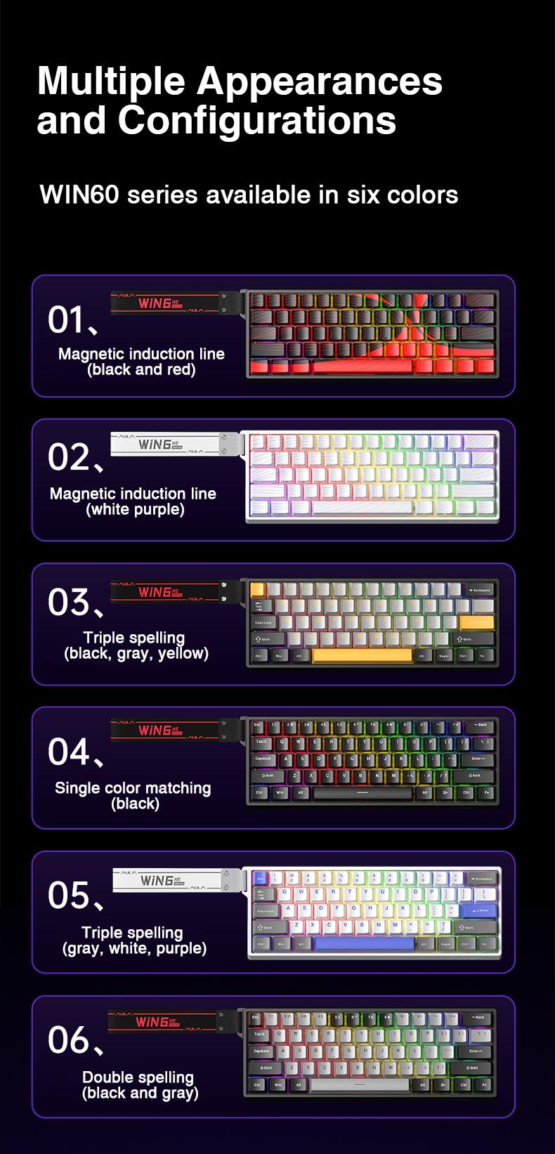 [New]Aula WIN68/WIN60 HE Magnetic Keyboard with Adjustable Actuation, Hall Effect Keyboard with 0.3ms Latency, 65% Wired Compact Keyboard, 8000 Hz Polling Rate, Hot-Swap   college school supplies  gaming accessories  keyboards for gaming