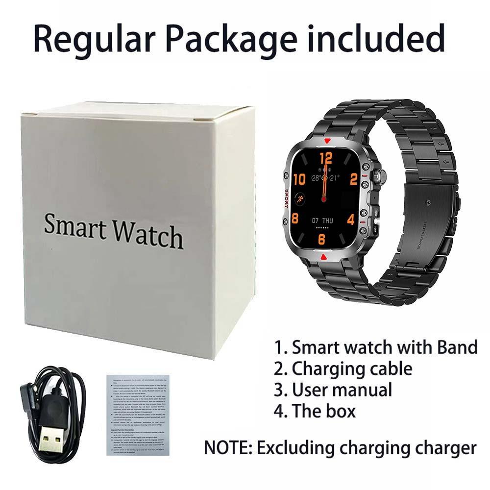 Multifunctional Men Business Smartwatch Flashlight 2.01 Inch HD Screen Fashionable Digital Watches Multiple Sports Modes Wireless Call Health Tracker Smart Watch Men