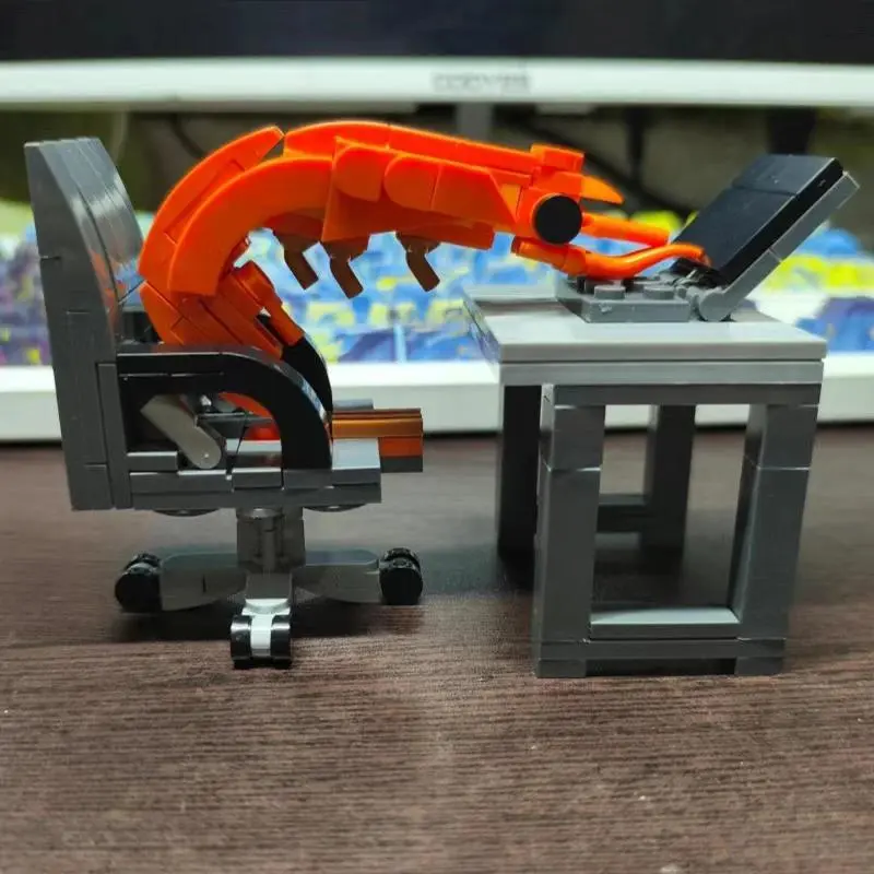 Hot Building Block Shrimp Model Figurines, Puzzle Assembly, Boys And Girls Randomly Mixing, Internet Celebrity Creative Parodies